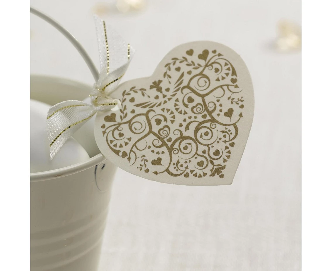 Zawieszka elegancka Vintage Romance, biało-złota, 10 szt.