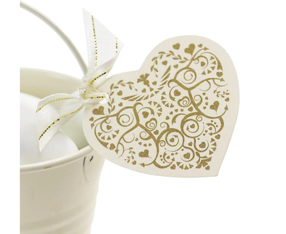 Zawieszka elegancka Vintage Romance, biało-złota, 10 szt.