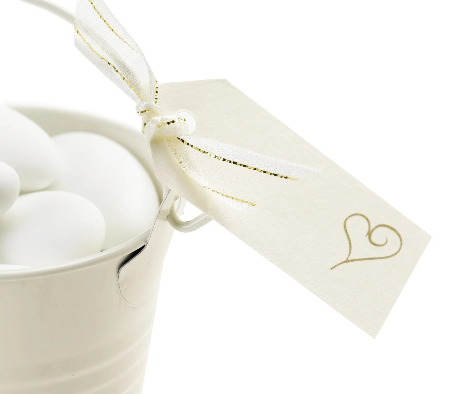 Zawieszka elegancka Contemporary Heart, biało-złota, 10 szt.
