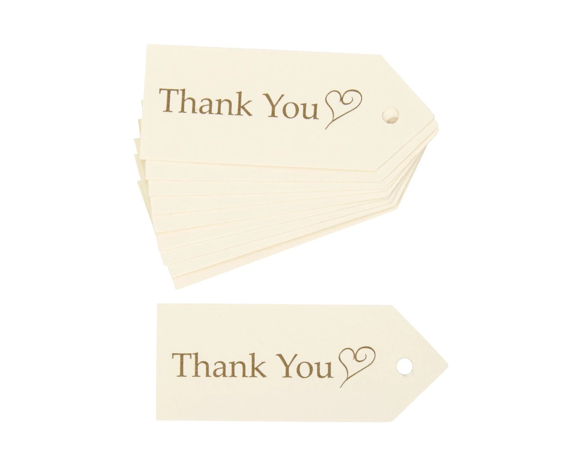 Zawieszka elegancka Contemporary Heart - Thank you, biało-złota, 10 szt.