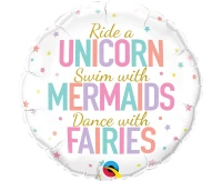 Balon foliowy 18 cali  QL RND Unicorn, Mermaids, Fairies KK