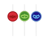 Rurki (słomki) papierowe z medalionem PJ Masks, 4 szt. KK