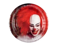 Talerzyki papierowe Horror Clown, 23 cm, 6 szt.kk