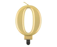 Świeczka B&C cyferka 0, metalik złota, 8 cm