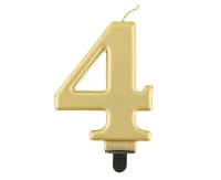 Świeczka B&C cyferka 4, metalik złota, 8 cm