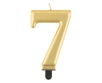 Świeczka B&C cyferka 7, metalik złota, 8 cm