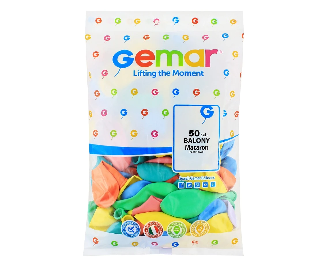 Balony Gemar 13", pastel mix macaron, 50szt.