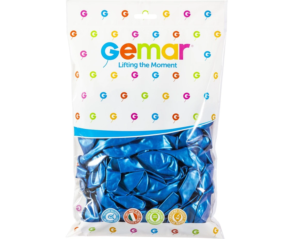 Balony Gemar 13", metalik oceaniczne niebieskie, 50szt.