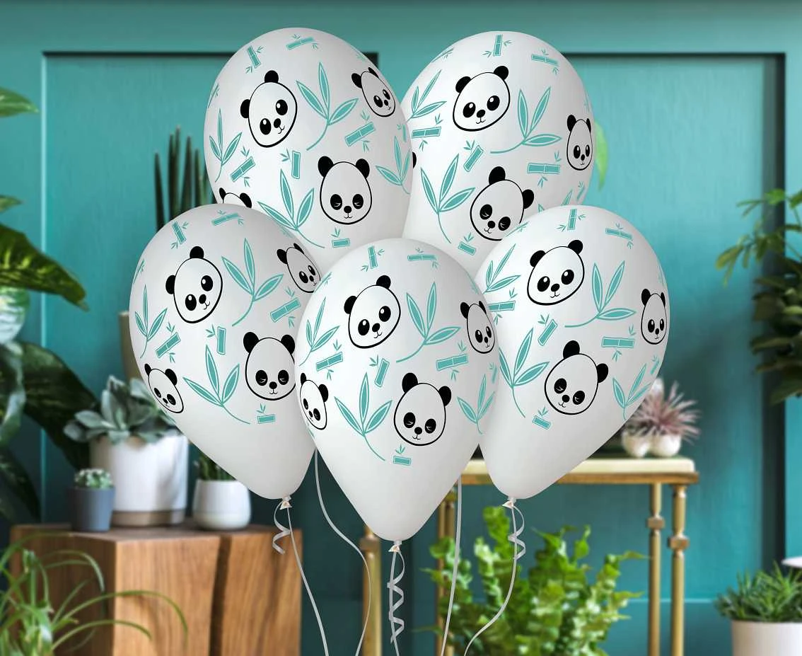 Balony Gemar 13", pastel premium hel panda i bambus, 5szt.