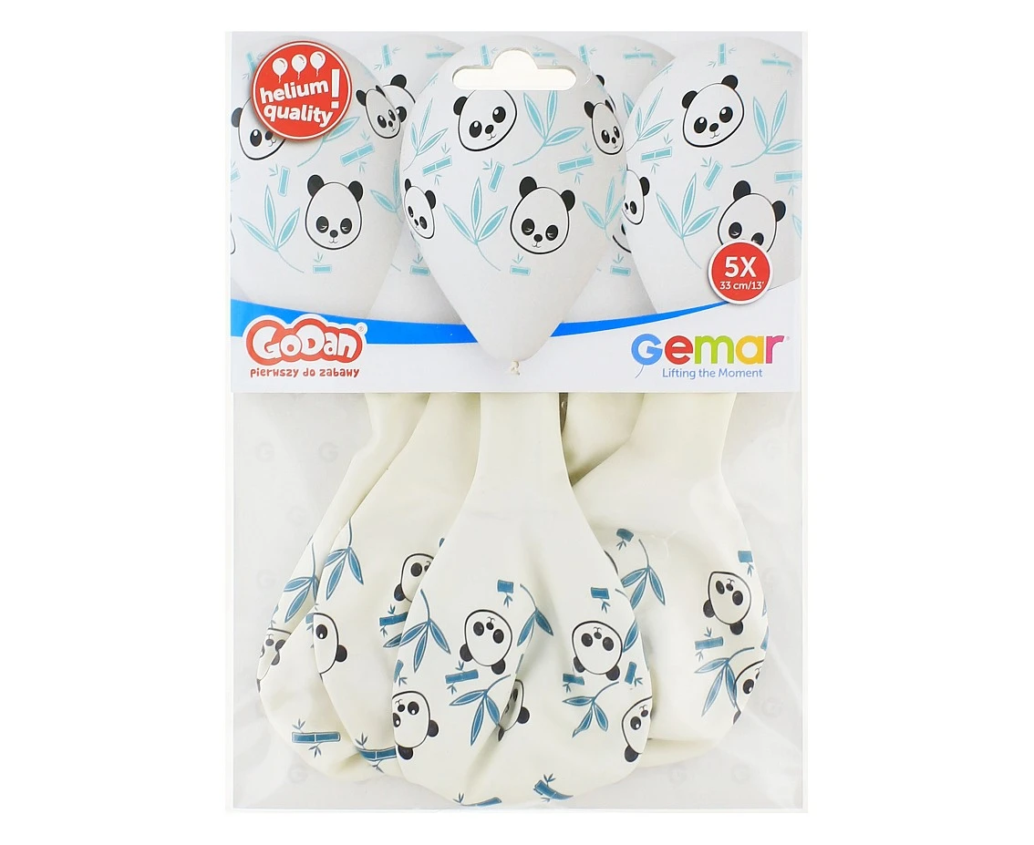 Balony Gemar 13", pastel premium hel panda i bambus, 5szt.