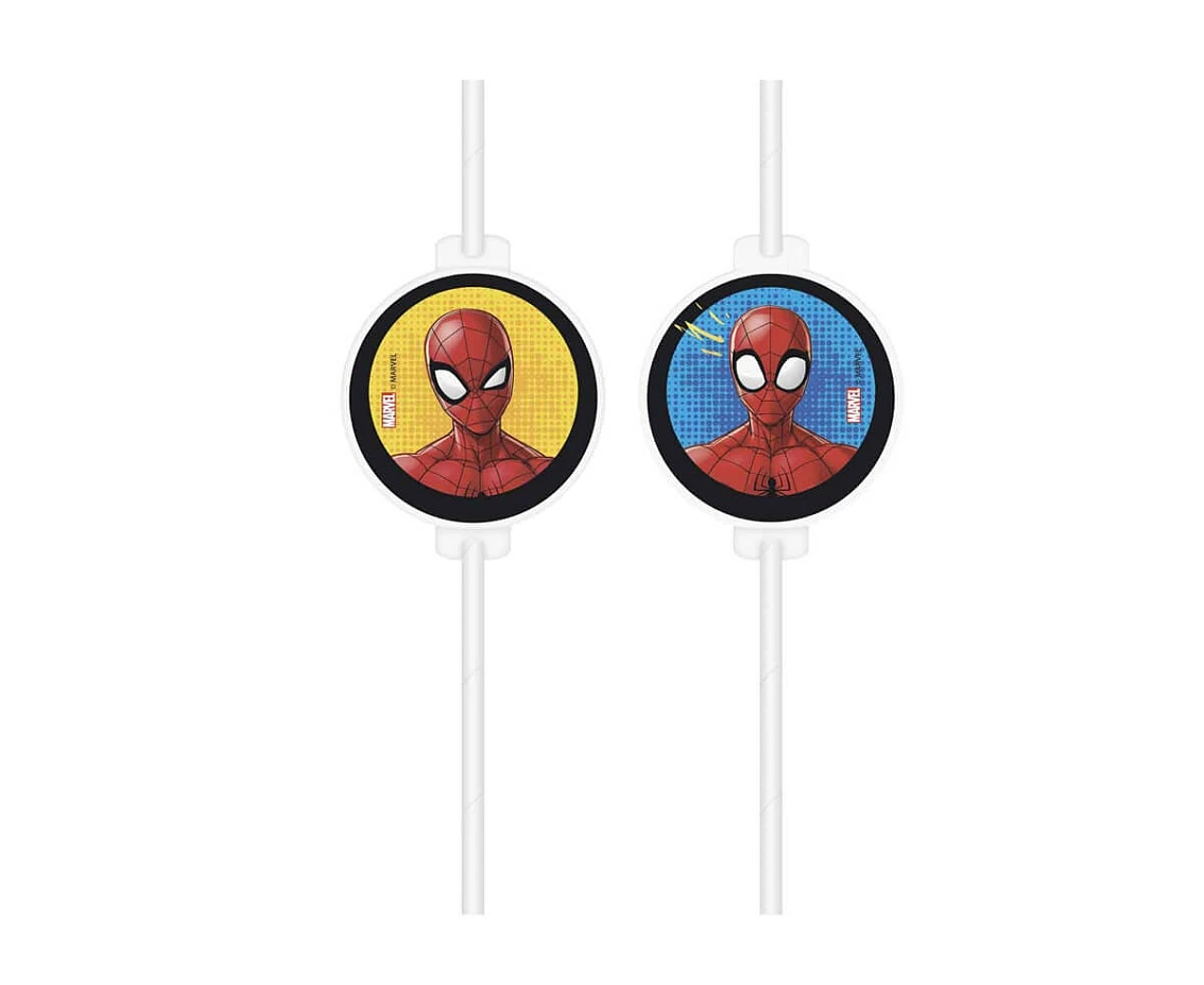 Rurki (słomki) papierowe z medalionem Spiderman, 4 szt. KK