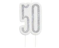 Świeczka piker Glitz 50, srebrna