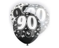 Balon UQ 12" Glitz z nadr. 90, czarny miks, 6 szt.