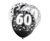 Balon UQ 12" Glitz z nadr. 60, czarny miks, 6 szt.