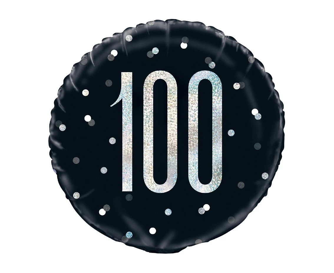 Balon foliowy UQ 18" Glitz, groszki z nadr. 100, czarny