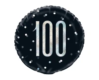 Balon foliowy UQ 18" Glitz, groszki z nadr. 100, czarny