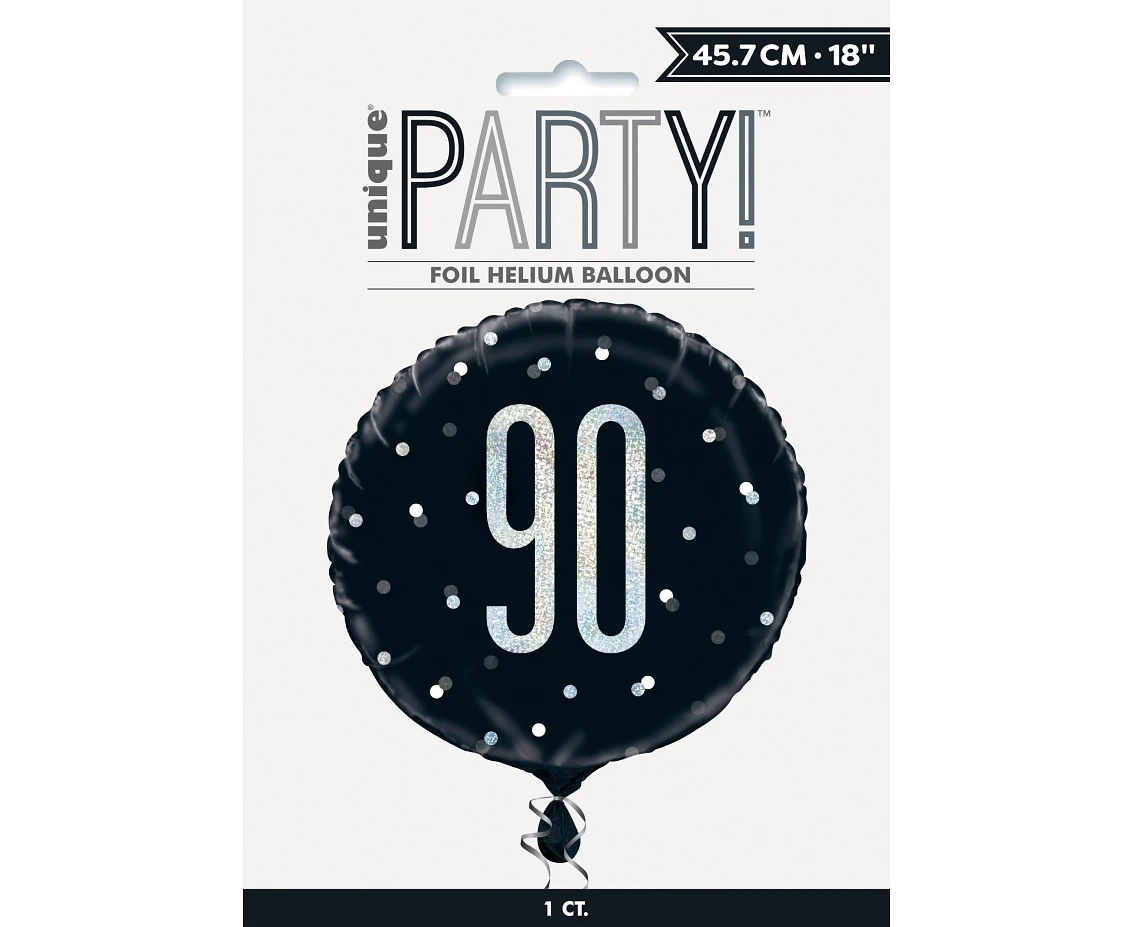 Balon foliowy UQ 18" Glitz, groszki z nadr. 90, czarny