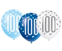Balon UQ 12" Glitz z nadr. 100, niebieski miks, 6 szt.