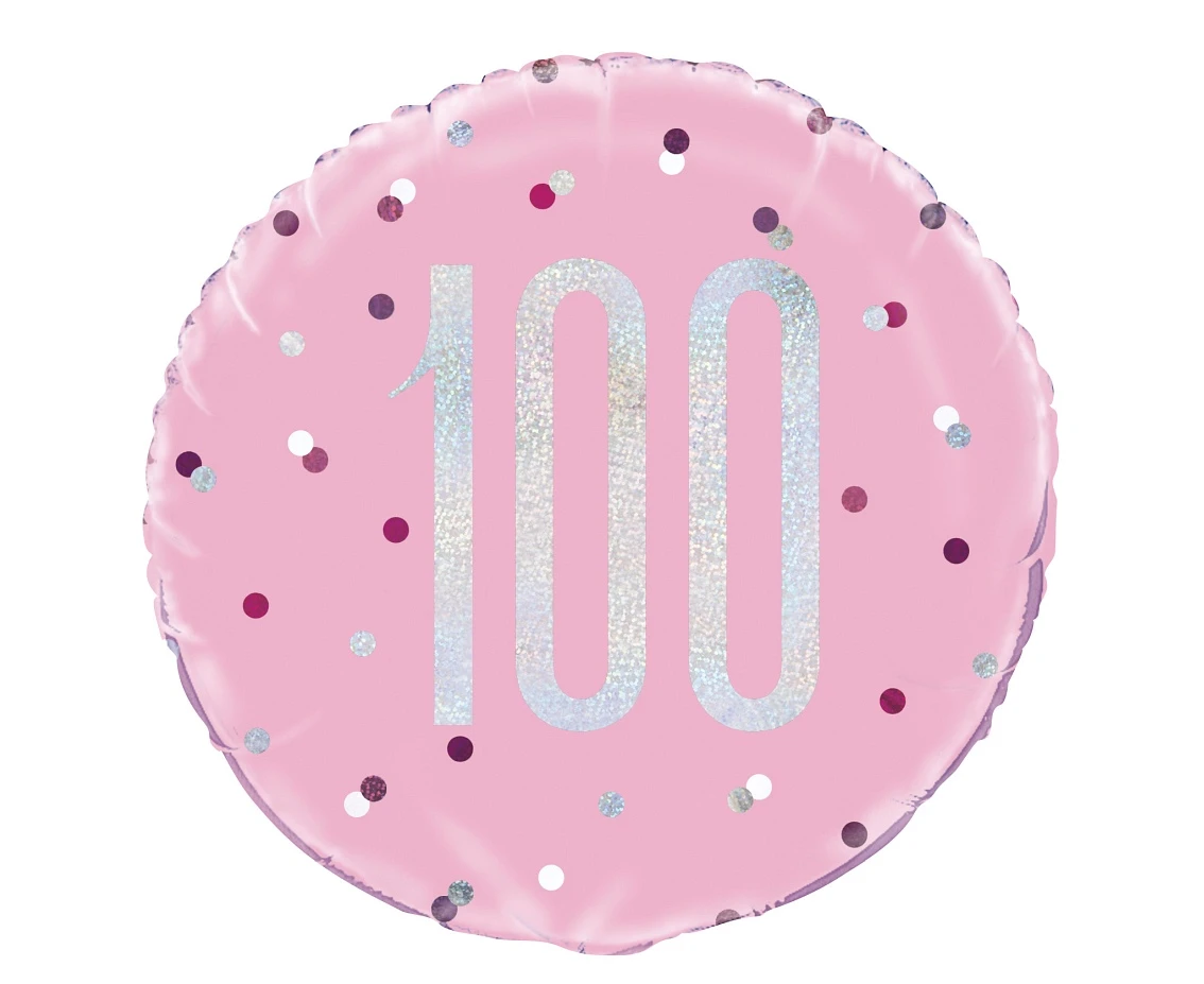 Balon foliowy UQ 18" Glitz, groszki z nadr. 100, różowy