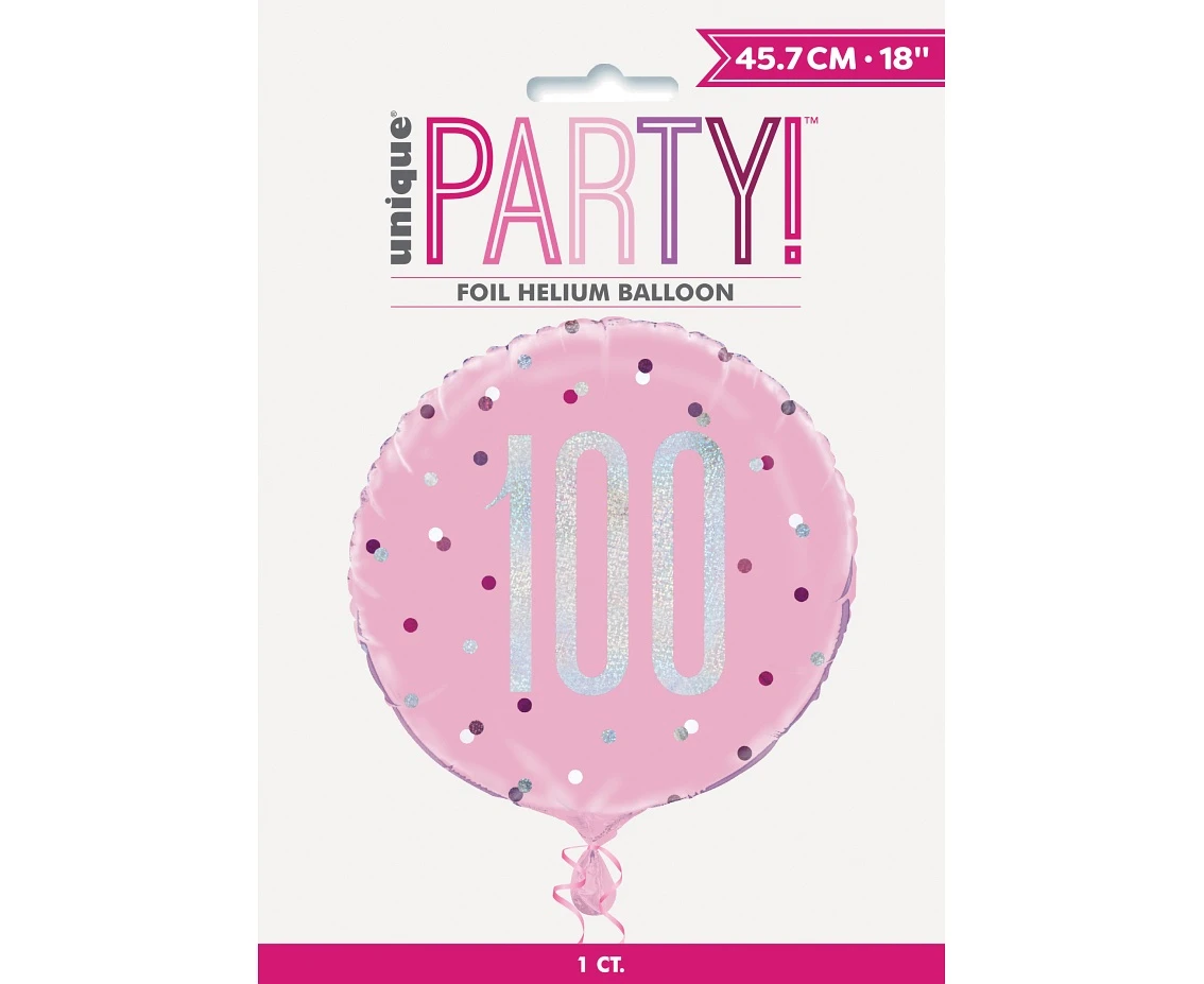 Balon foliowy UQ 18" Glitz, groszki z nadr. 100, różowy