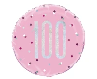 Balon foliowy UQ 18" Glitz, groszki z nadr. 100, różowy