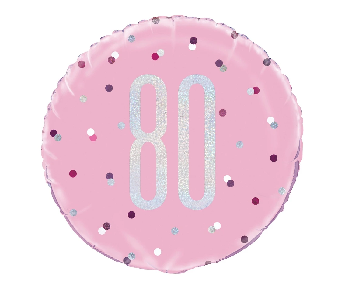 Balon foliowy UQ 18" Glitz, groszki z nadr. 80, różowy