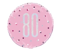 Balon foliowy UQ 18" Glitz, groszki z nadr. 80, różowy