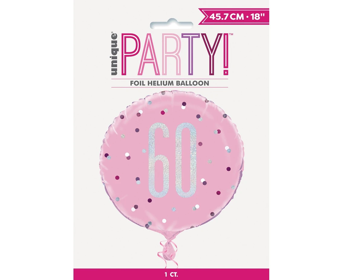 Balon foliowy UQ 18" Glitz, groszki z nadr. 60, różowy