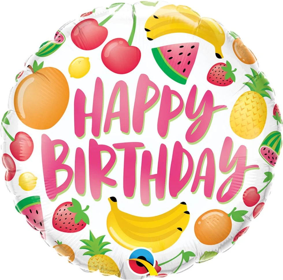 Balon foliowy 18" QL RND Urodzinowe owoce KK