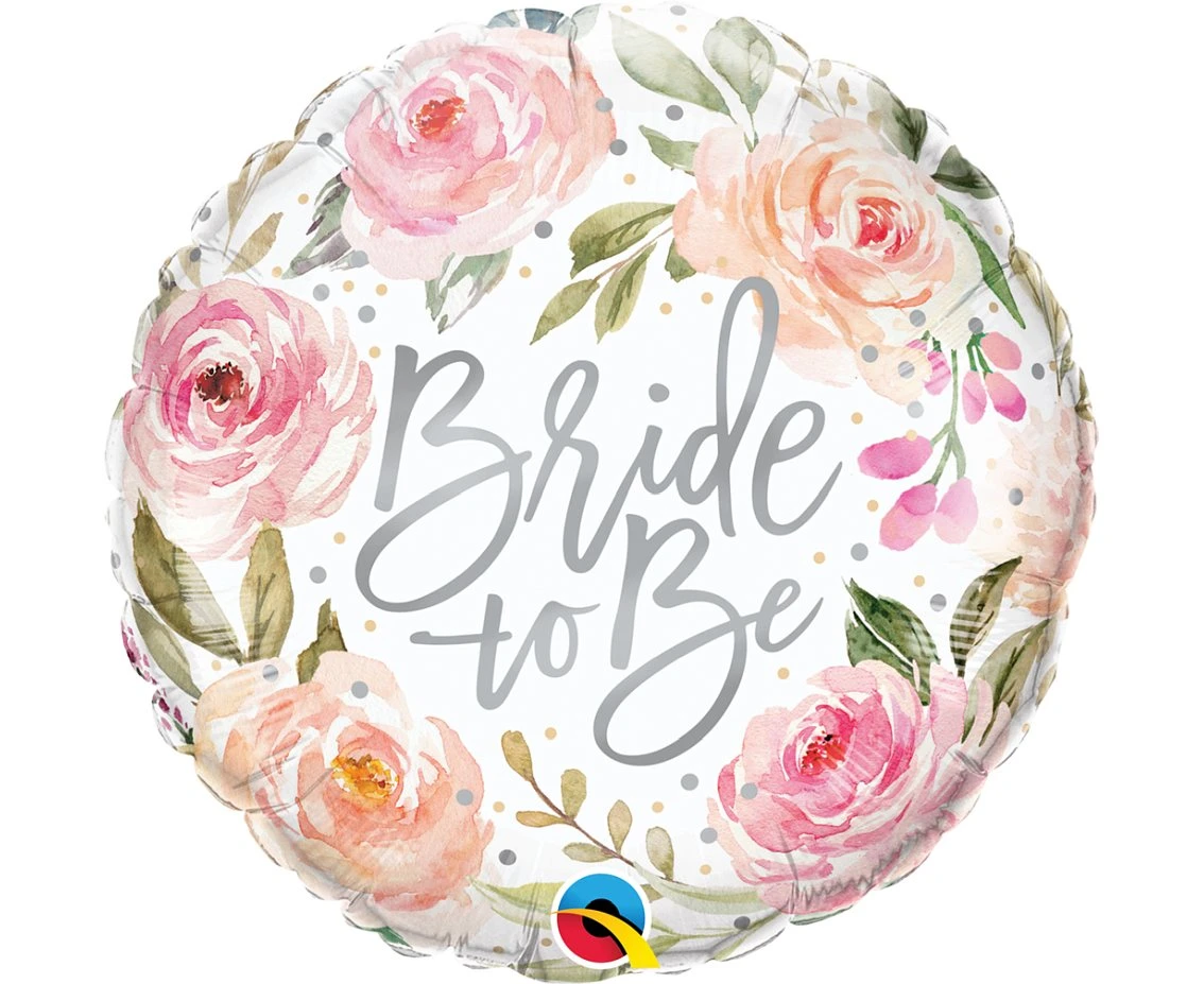 Balon foliowy 18" QL RND "Bride to be" akwarelowe róże KK