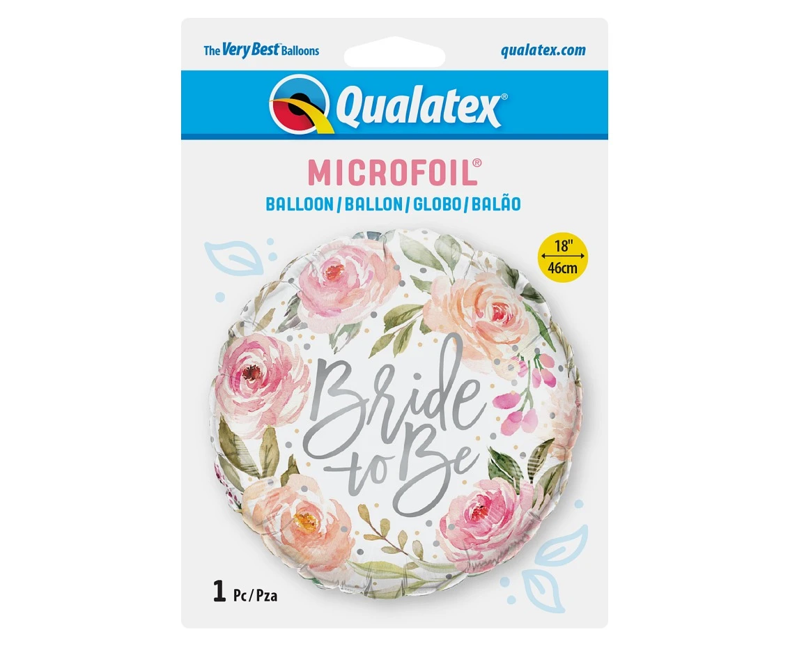 Balon foliowy 18" QL RND "Bride to be" akwarelowe róże KK