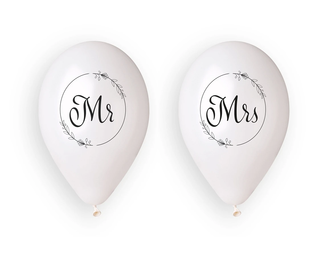 Balony Gemar 13", premium hel mr i mrs (w kółeczku), metalik, 4szt. KK