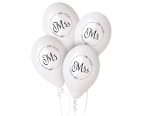 Balony Gemar 13", premium hel mr i mrs (w kółeczku), metalik, 4szt. KK