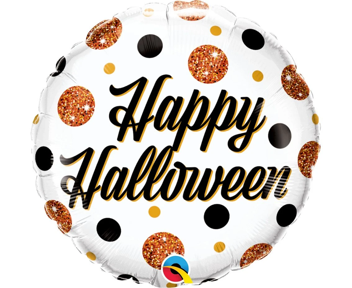 Balon foliowy 18 cali QL RND Happy Halloween,  groszki KK