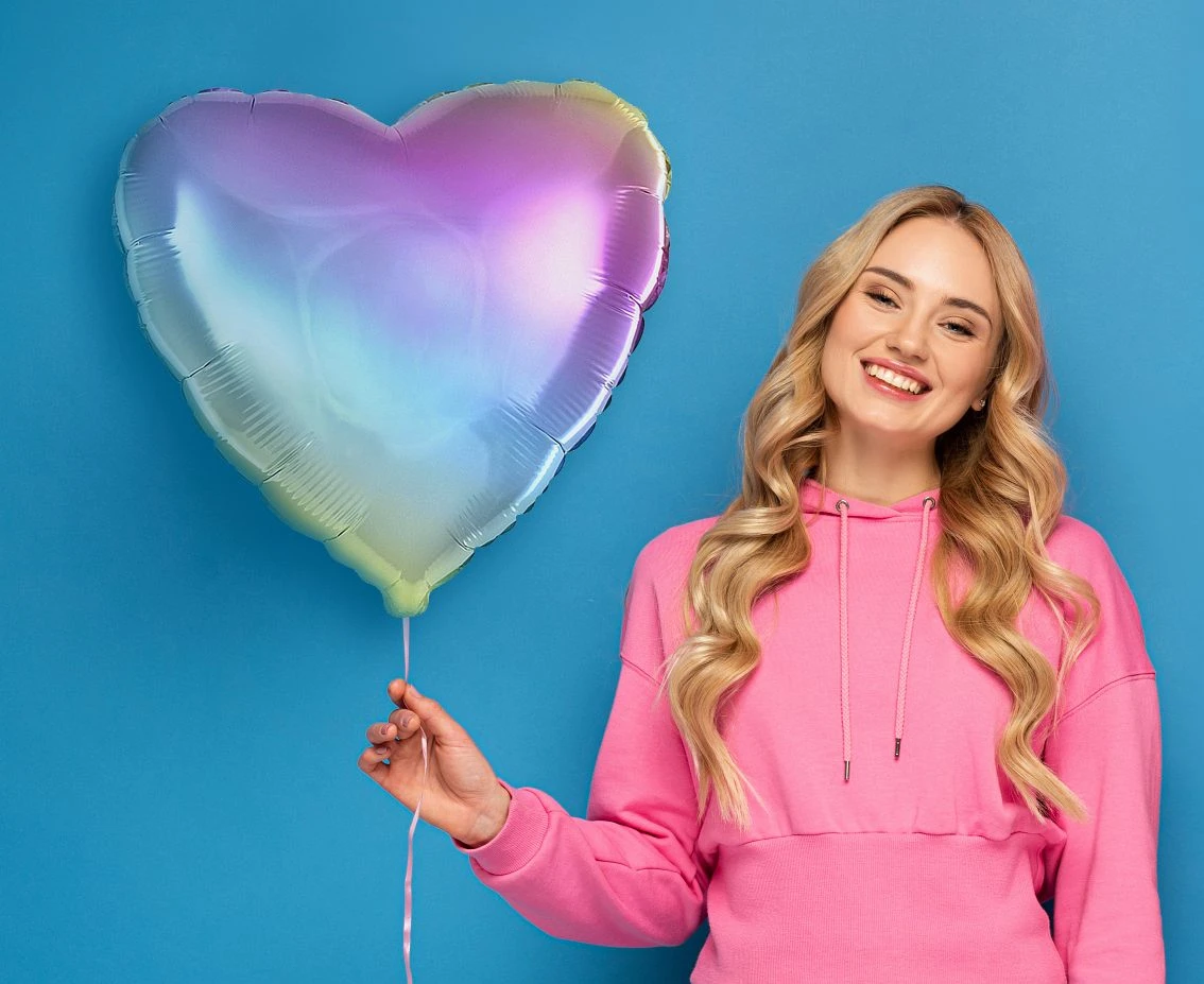 Balon foliowy 18" FX - Serce (gradient pastelowy), niepakowany
