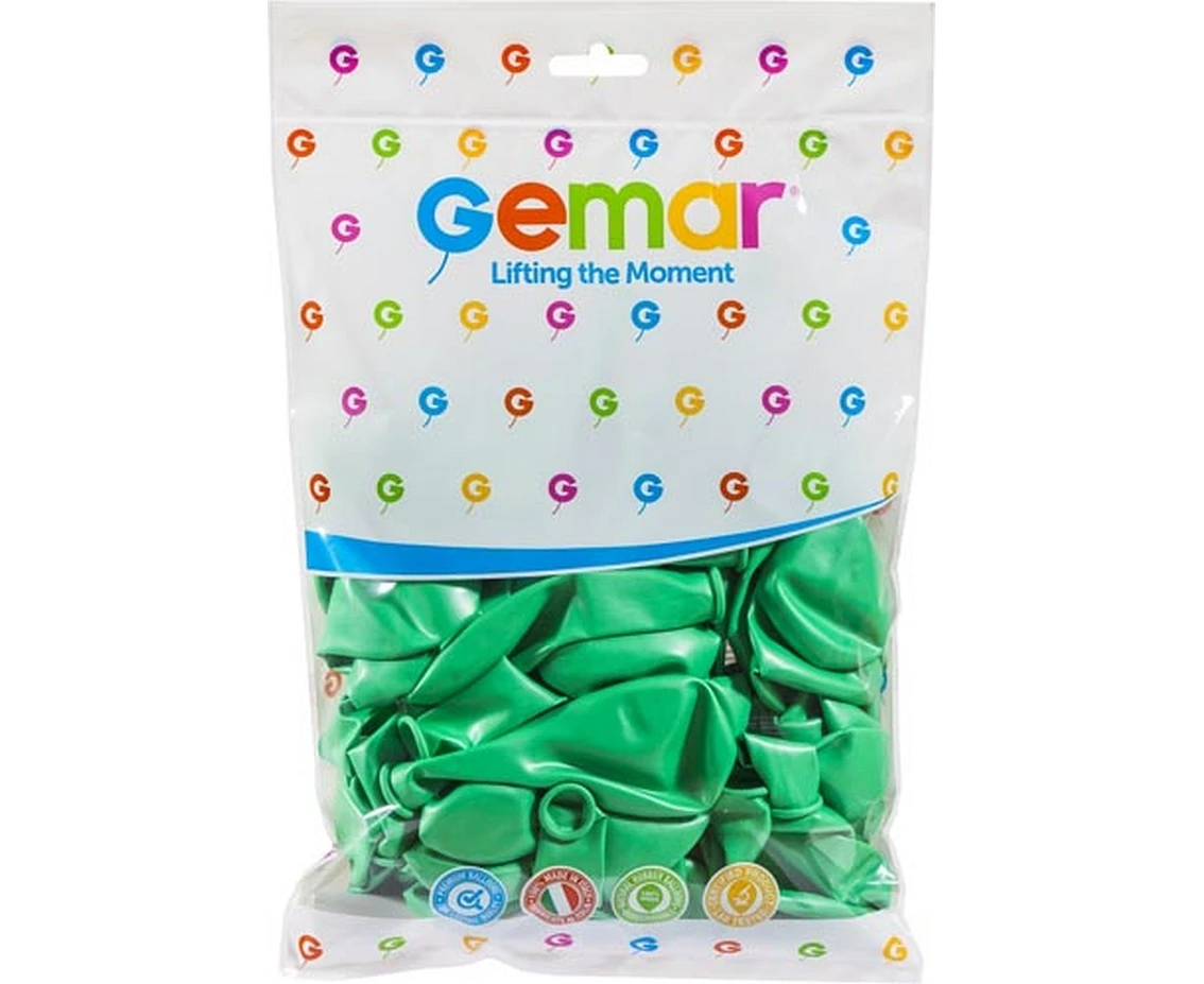 Balony Gemar 12", metalik zielone miętowe, 100szt. KK