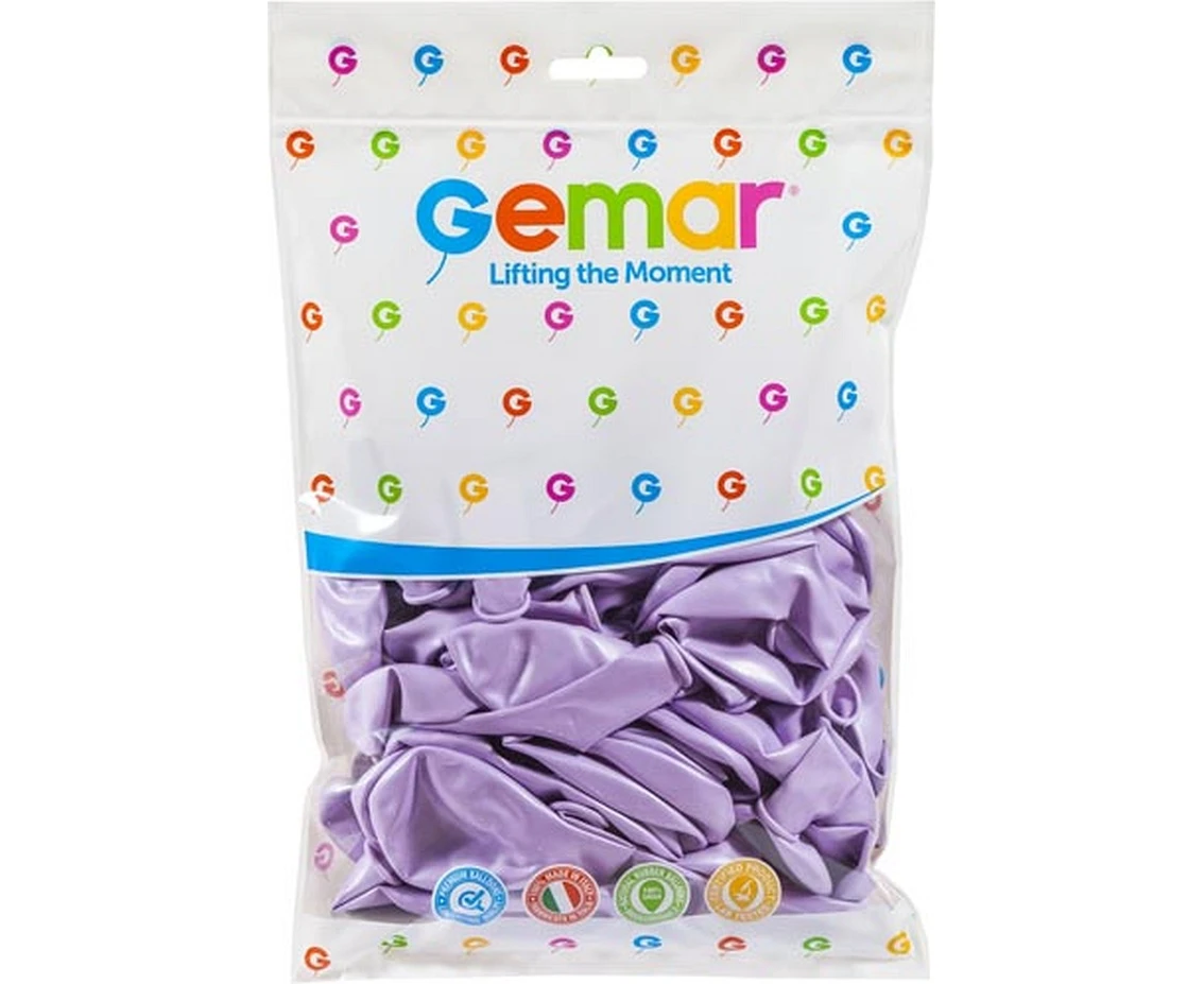 Balony Gemar 10", metalik liliowe, 100szt. KK
