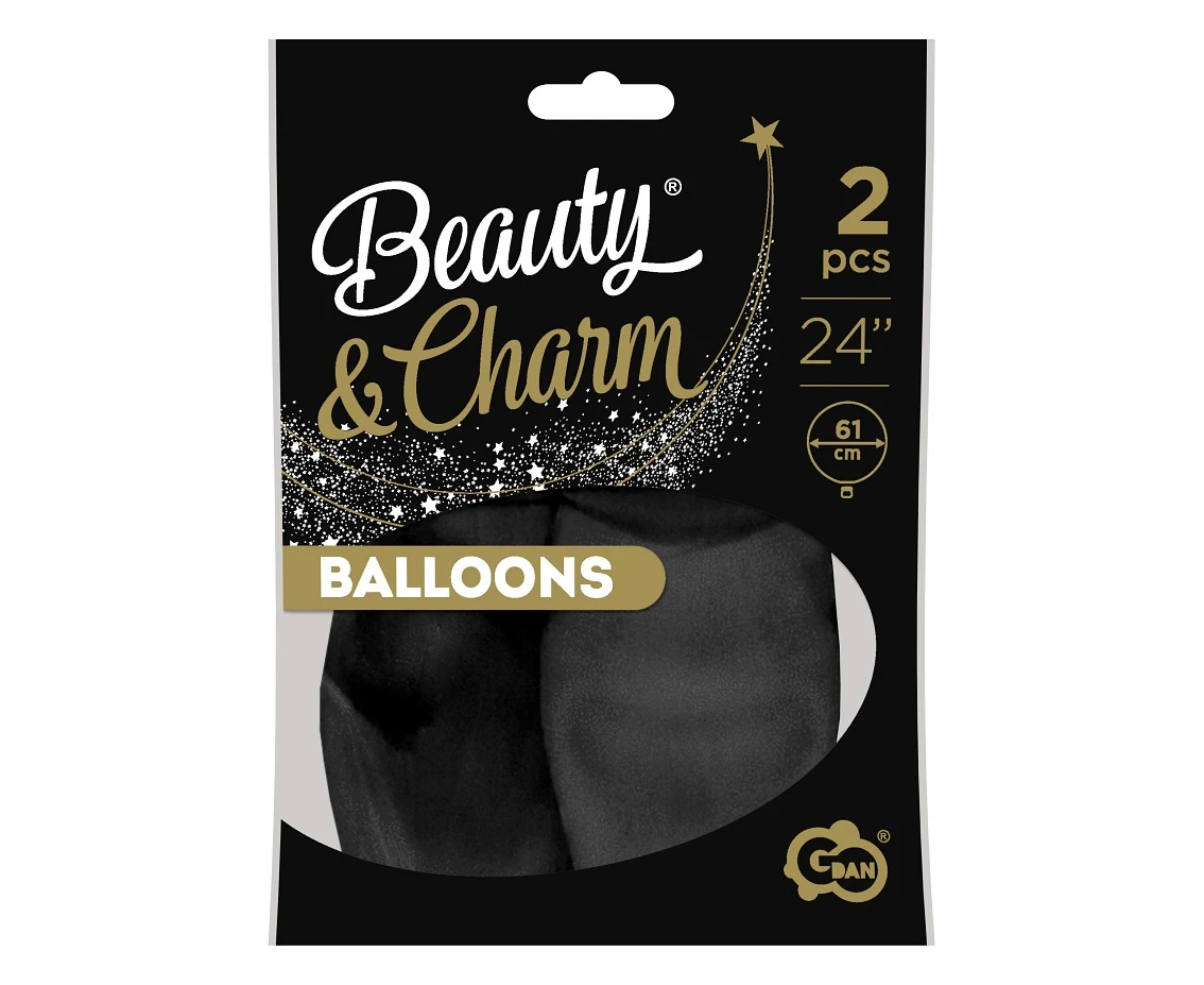 Balony B&C 24", pastel czarne, 2szt.