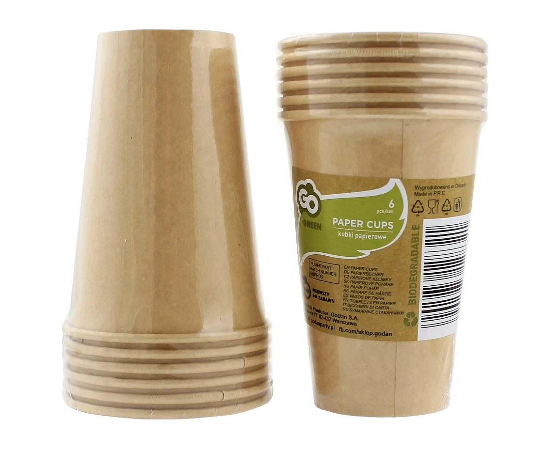 Kubeczki papierowe GoG Kraft, duże, 375 ml, 6 szt. KK