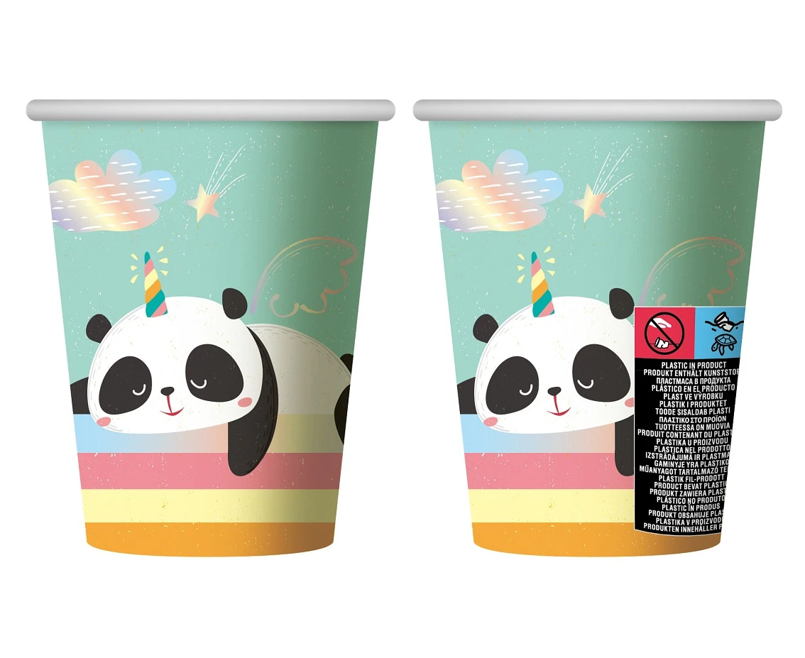 Kubeczki papierowe Rozmarzona Panda, 266 ml, 6 szt.