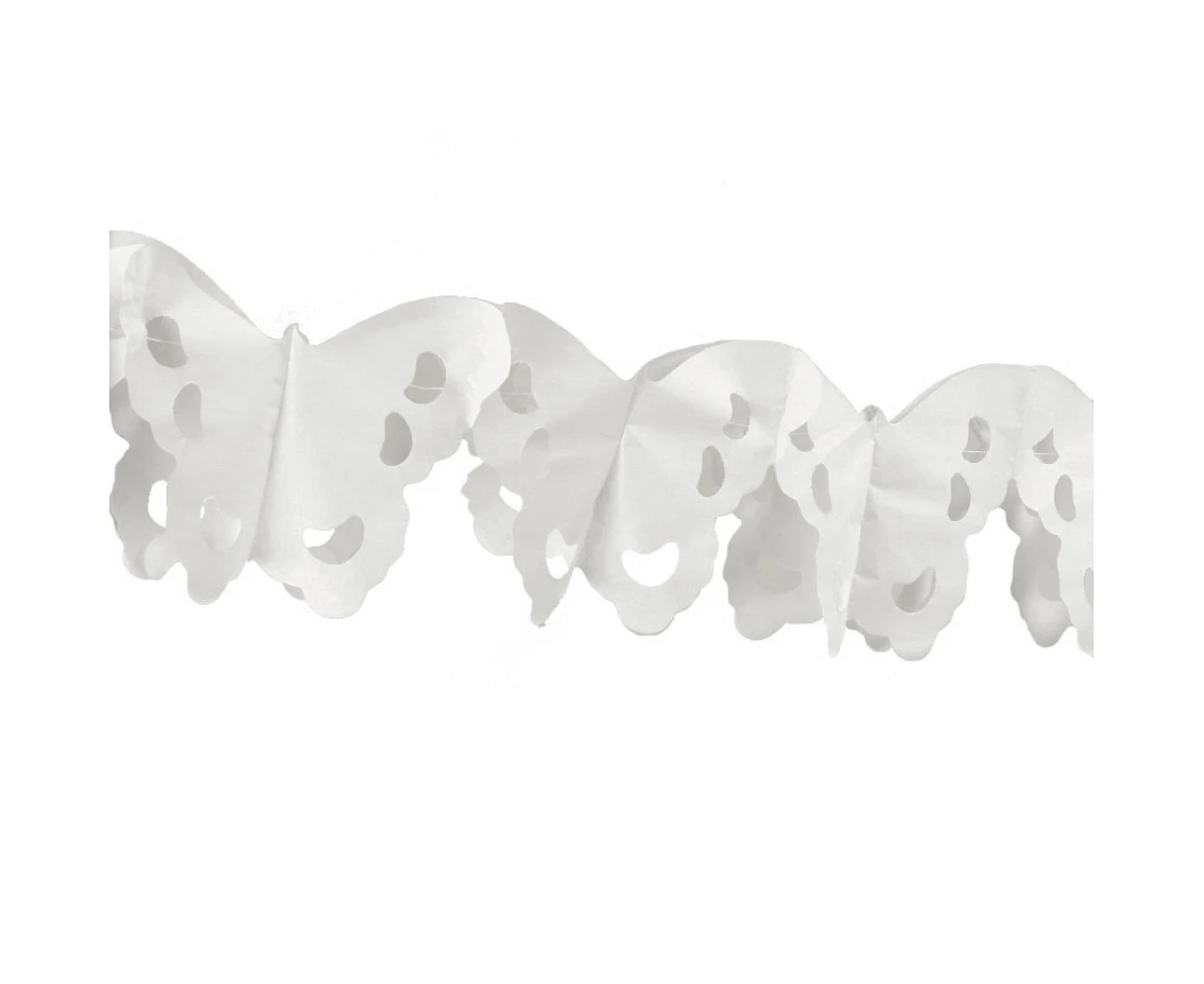 Girlanda papierowa Elegant butterfly, biala, 3 m