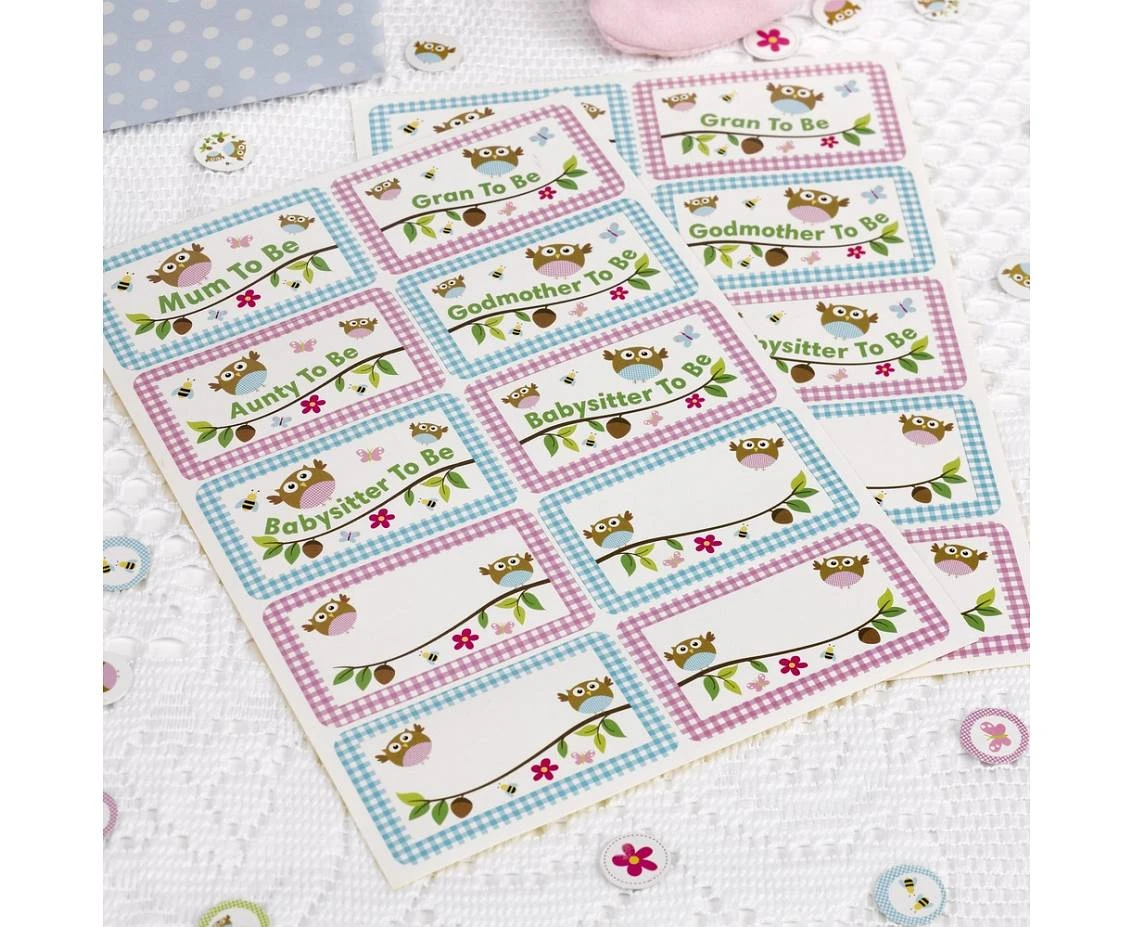 Naklejki imienne Little owls, 20 szt.
