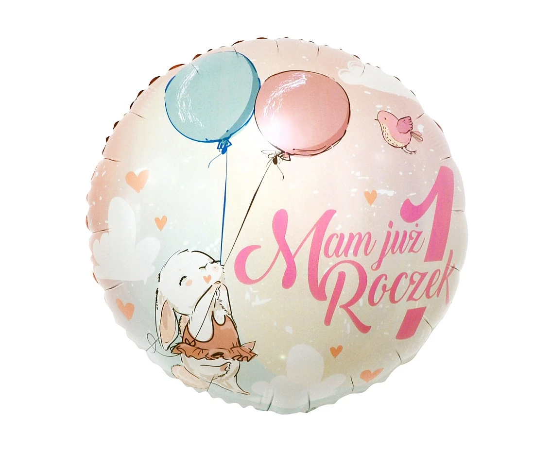 Balon foliowy Mam Już 1 Roczek, 18" (króliczek) AA