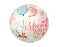 Balon foliowy Mam Już 1 Roczek, 18" (króliczek) AA