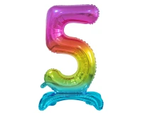 Balon foliowy B&C Cyfra stojąca 5, tęczowa, 74 cm AA