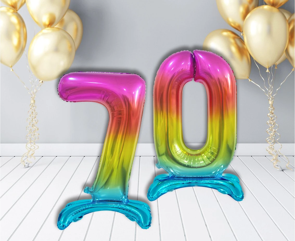 Balon foliowy B&C Cyfra stojąca 7, tęczowa, 74 cm AA