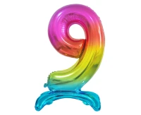 Balon foliowy B&C Cyfra stojąca 9, tęczowa, 74 cm AA