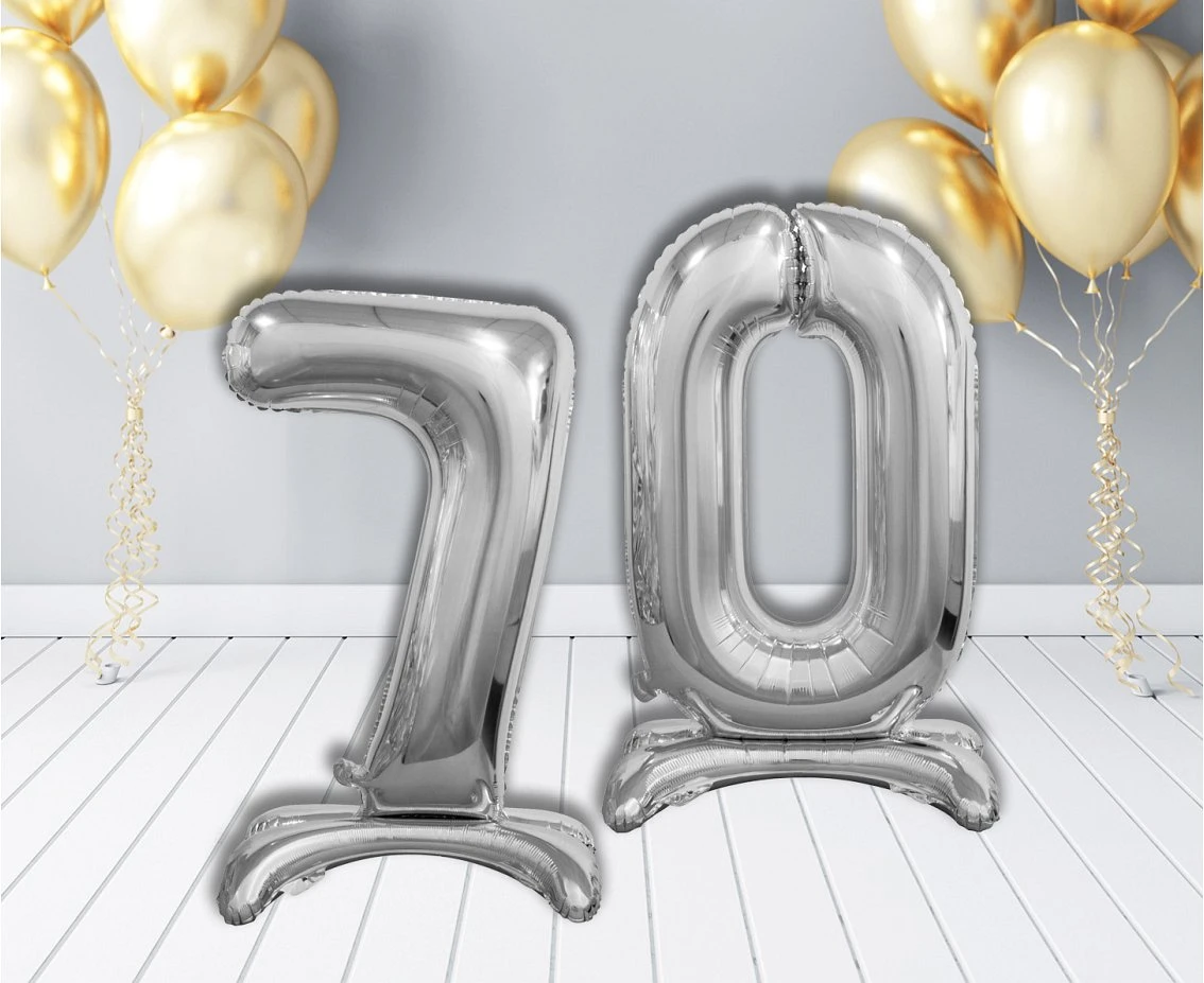 Balon foliowy B&C Cyfra stojąca 7, srebrna, 74 cm