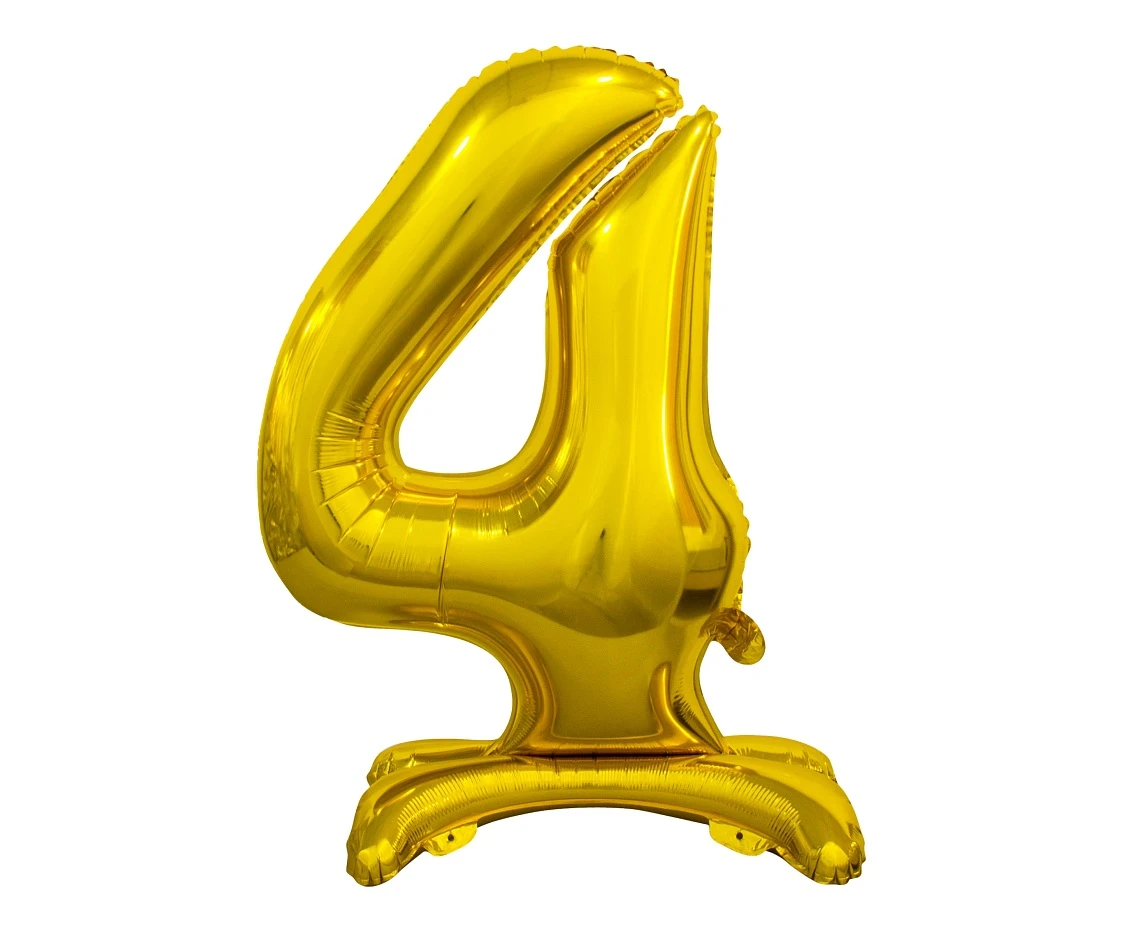 Balon foliowy B&C Cyfra stojąca 4, złota, 74 cm AA