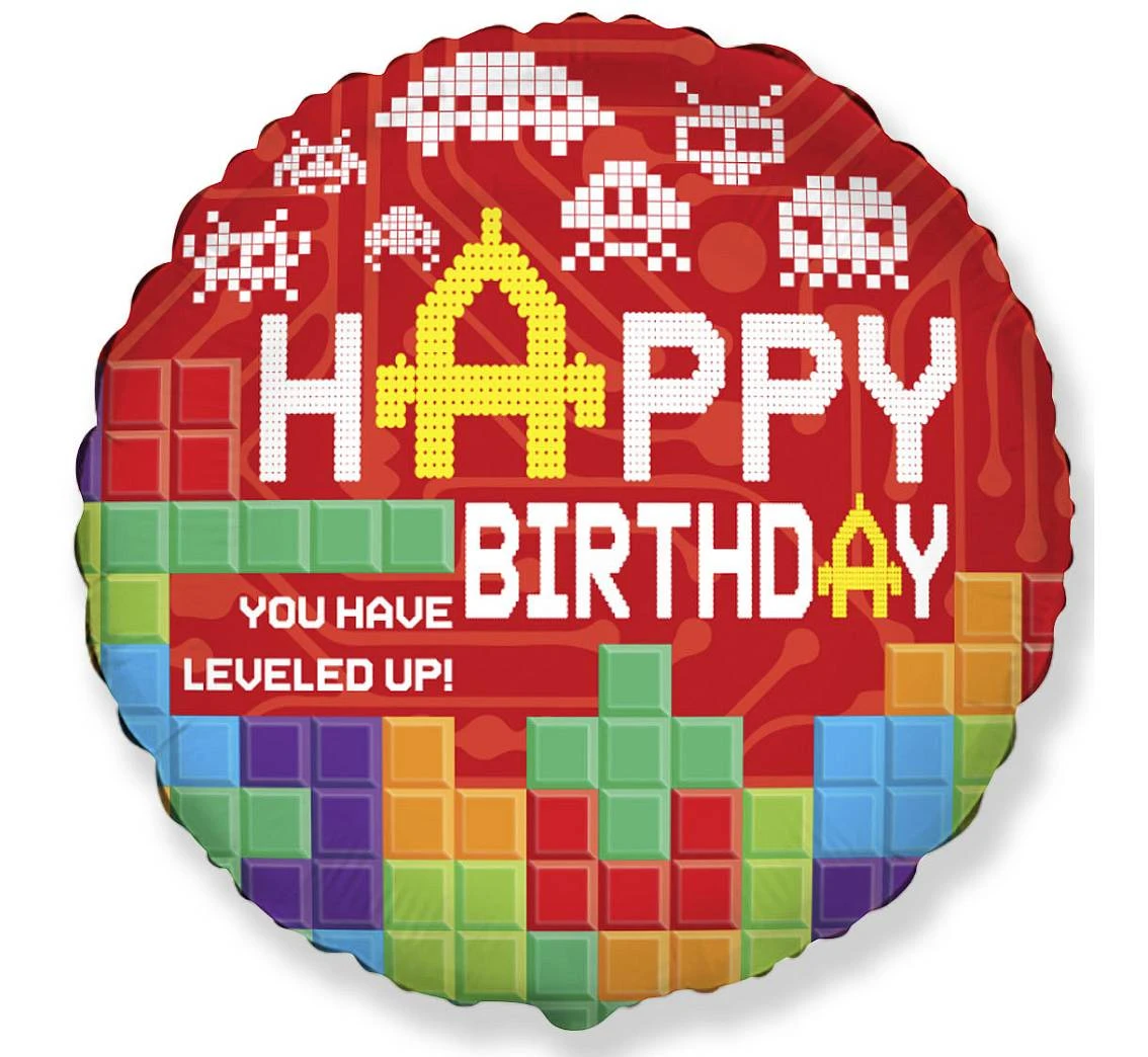 Balon foliowy 18" FX - Happy Birthday- BRICKS, niepakowany